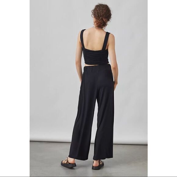 NEW Anthropologie Maeve Black Cropped Tank Top & Wide-Leg Lounge Pant Set Small - Picture 3 of 4